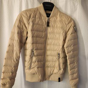 rudsak light down coat quilted fitted jacket - beige - size xs
